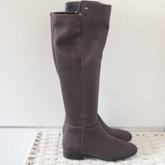 NEW Michael Kors Suede Over The Knee Boots Gray Low Heel Flat Tall Winter Boot 8 - Picture 11 of 15